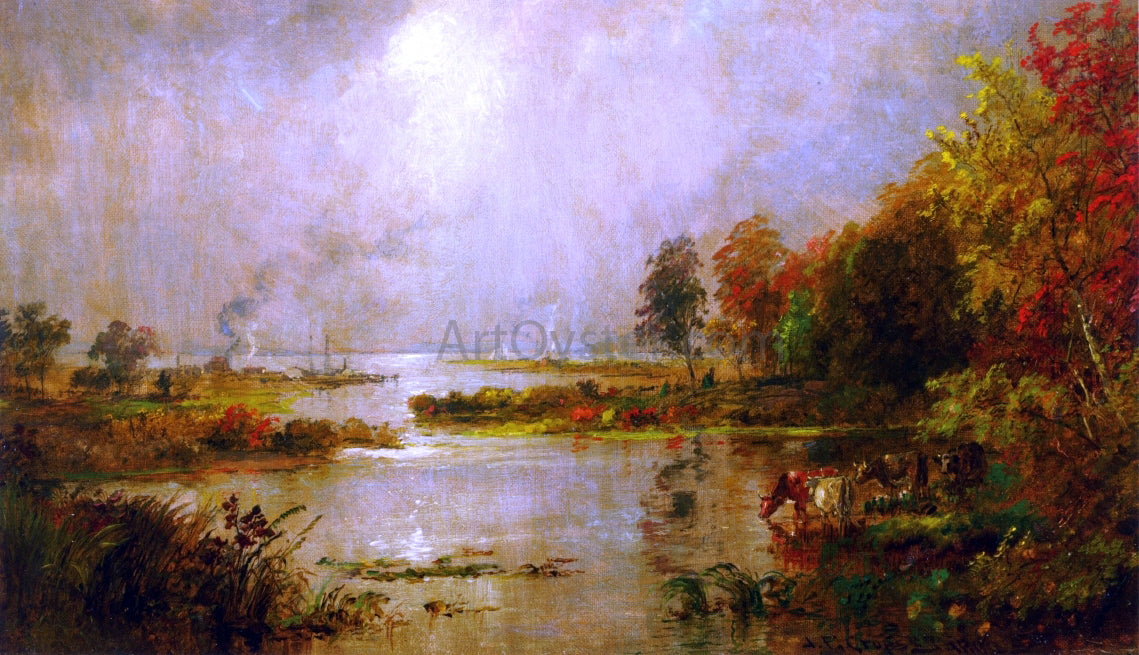 Jasper Francis Cropsey Hackensack Meadows - Hand Painted Oil Painting
