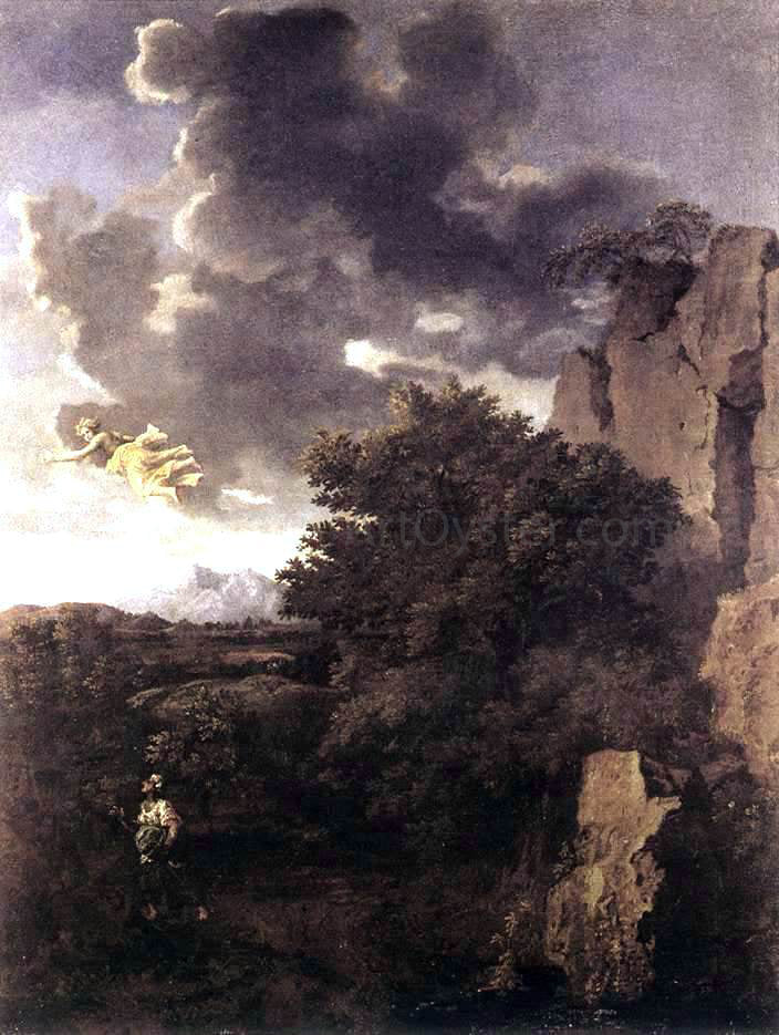 Nicolas Poussin Hagar and the Angel - Hand Painted Oil Painting