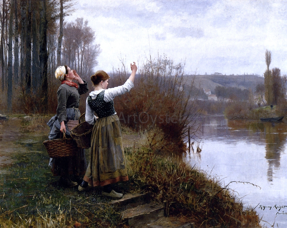 Daniel Ridgway Knight Hailing the Ferry - Hand Painted Oil Painting