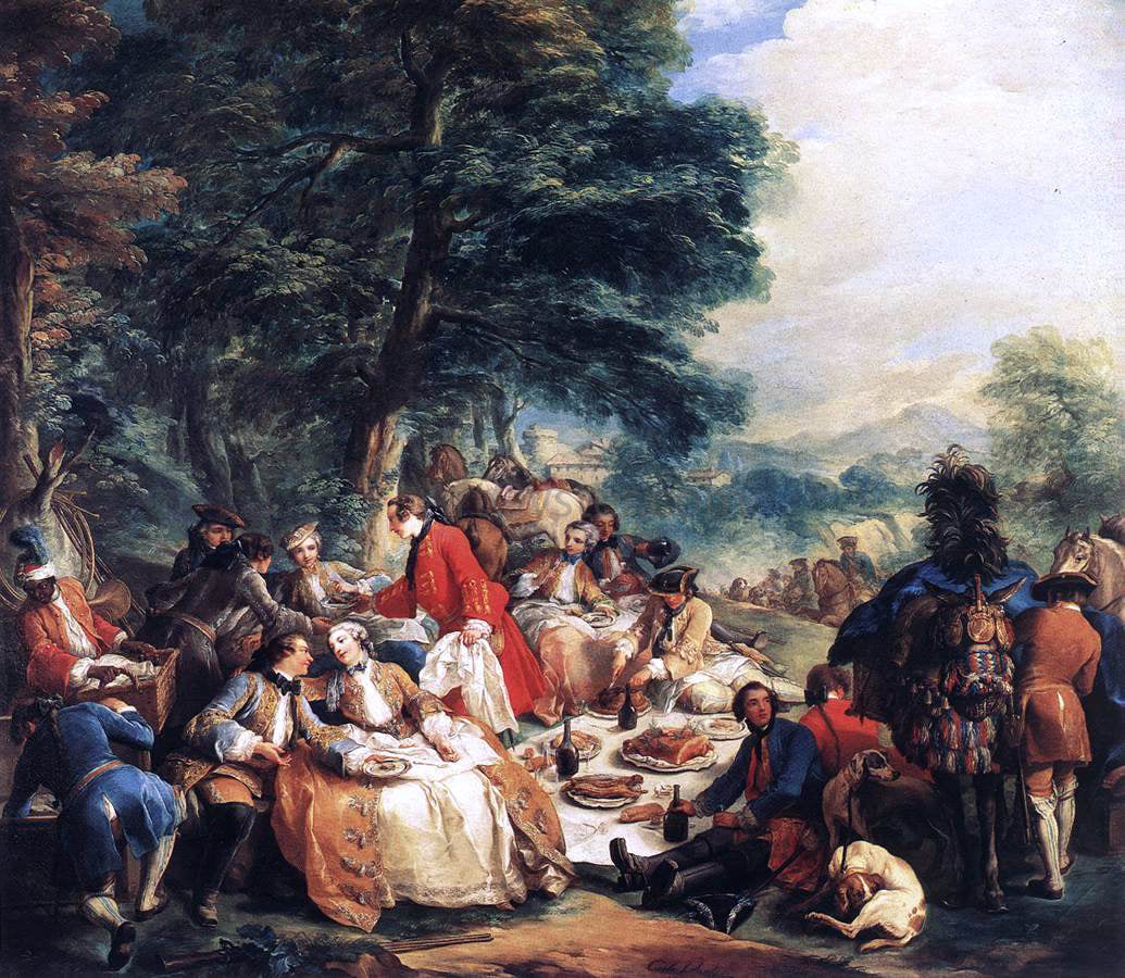Carle Van Loo Halt During the Hunt - Hand Painted Oil Painting