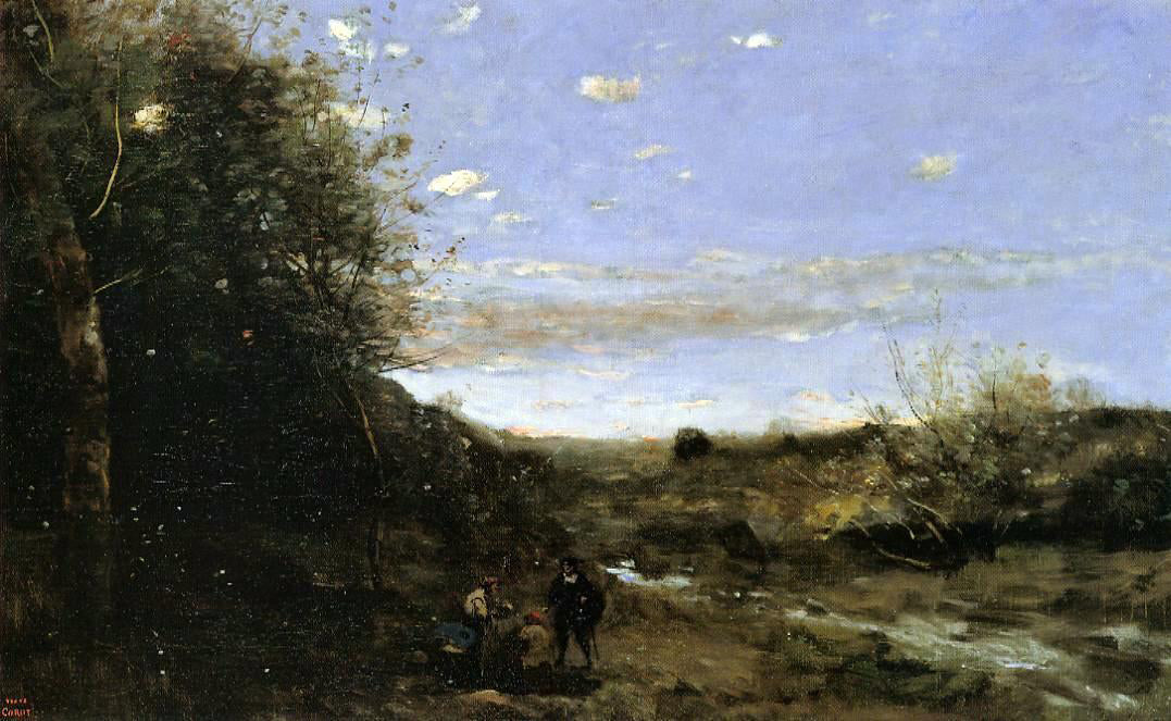 Jean-Baptiste-Camille Corot Hamlet and the Gravedigger - Hand Painted Oil Painting