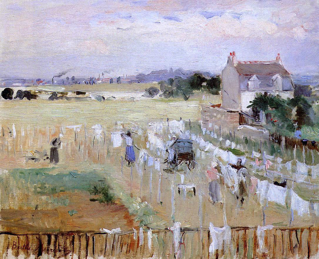 Berthe Morisot Hanging the Laundry out to Dry - Hand Painted Oil Painting
