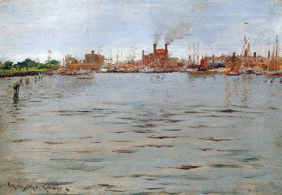 William Merritt Chase A Harbor Scene, Brooklyn Docks - Hand Painted Oil Painting