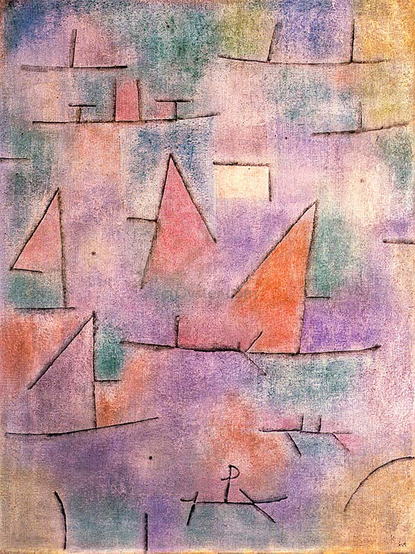 Paul Klee Harbour with Sailing Ships - Hand Painted Oil Painting