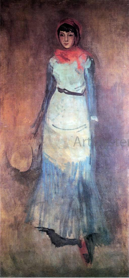 James McNeill Whistler Harmony in Coral and Blue: Milly Finch - Hand Painted Oil Painting