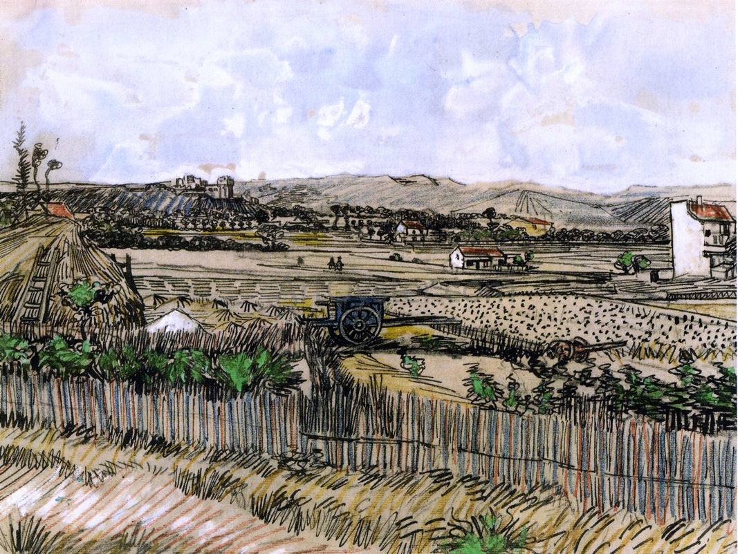Vincent Van Gogh Harvest in Provence, at the Left Montmajour - Hand Painted Oil Painting