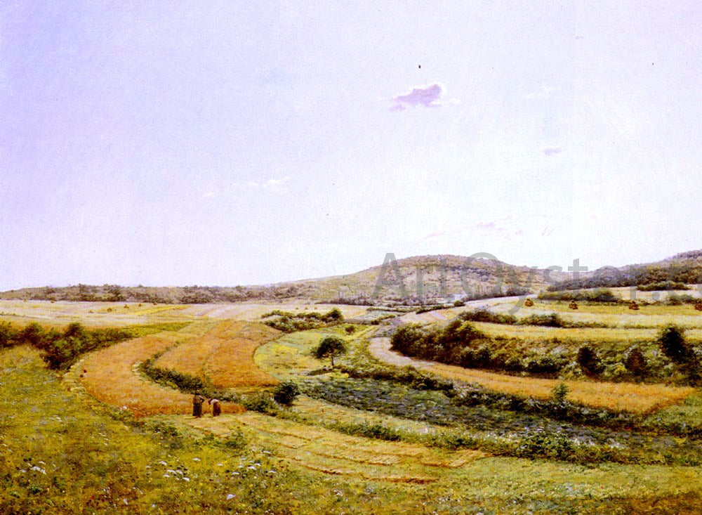 Jean Ferdinand Monchablon Harvesters In An Extensive Landscape - Hand Painted Oil Painting