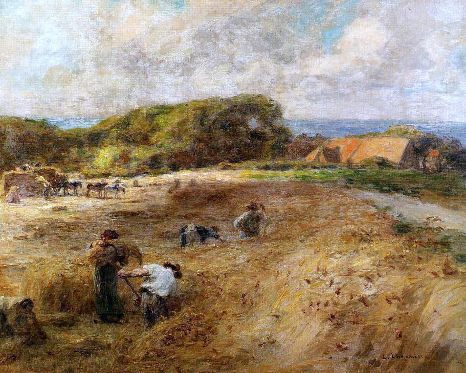 Leon Augustin L'hermitte) Harvesters near the Farm of Sambre - Hand Painted Oil Painting