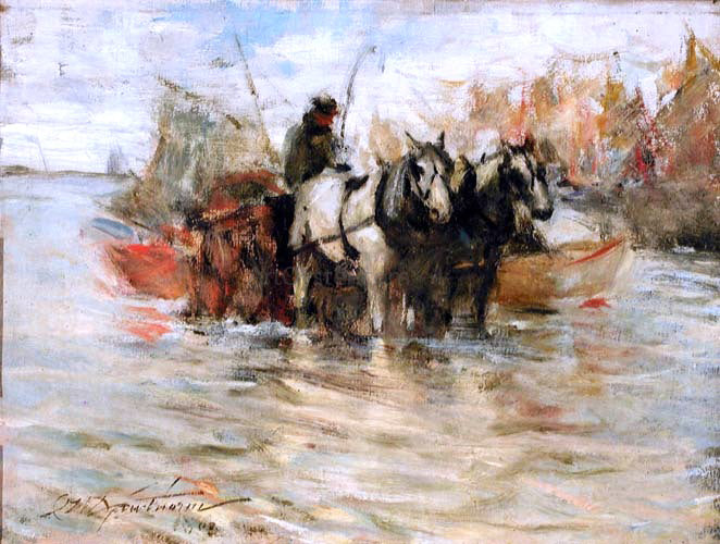 Charles Webster Hawthorne Hauling Seaweed - Hand Painted Oil Painting