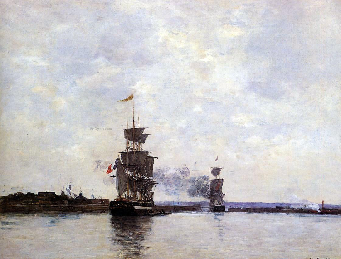 Eugene-Louis Boudin Havre, the Outer Harbor - Hand Painted Oil Painting