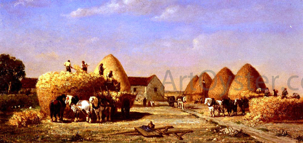 Jules Jacques Veyrassat Haymaking - Hand Painted Oil Painting