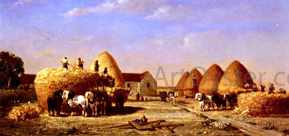  Jules Jacques Veyrassat Haymaking - Hand Painted Oil Painting