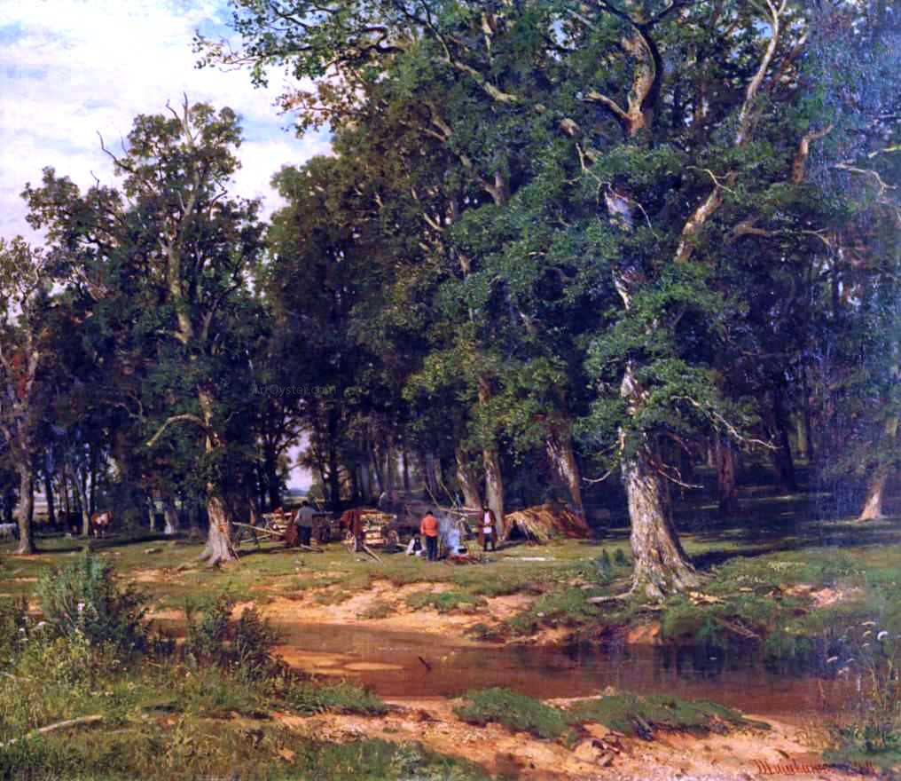 Ivan Ivanovich Shishkin Haymaking in oak grove - Hand Painted Oil Painting