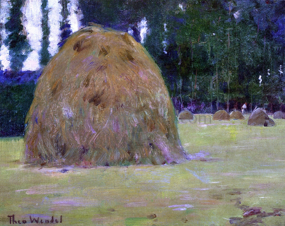 Theodore Wendel Haystacks in Giverny, France - Hand Painted Oil Painting
