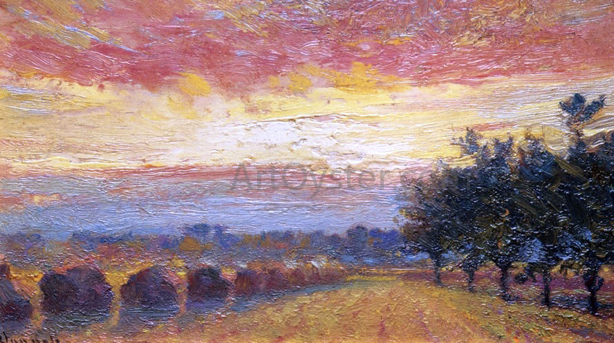 Robert Vonnoh Haystacks under a Rainy Sky - Hand Painted Oil Painting