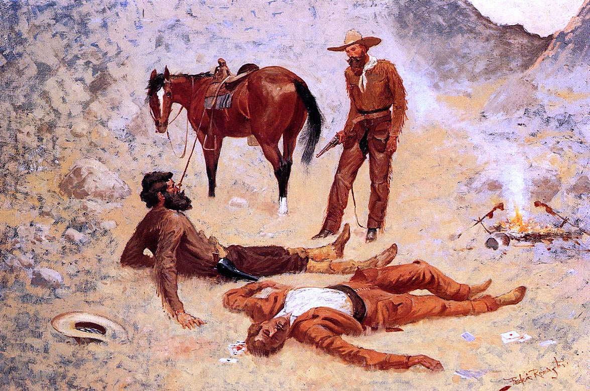  Frederic Remington He Lay Where He Had Been Jerked, Still as a Log (also known as Jerked Down) - Hand Painted Oil Painting