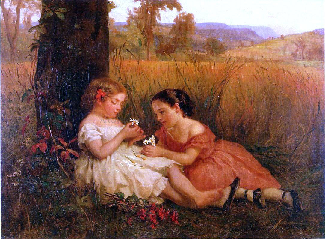 George Cochran Lambdin He Loves Me, He Loves Me Not - Hand Painted Oil Painting