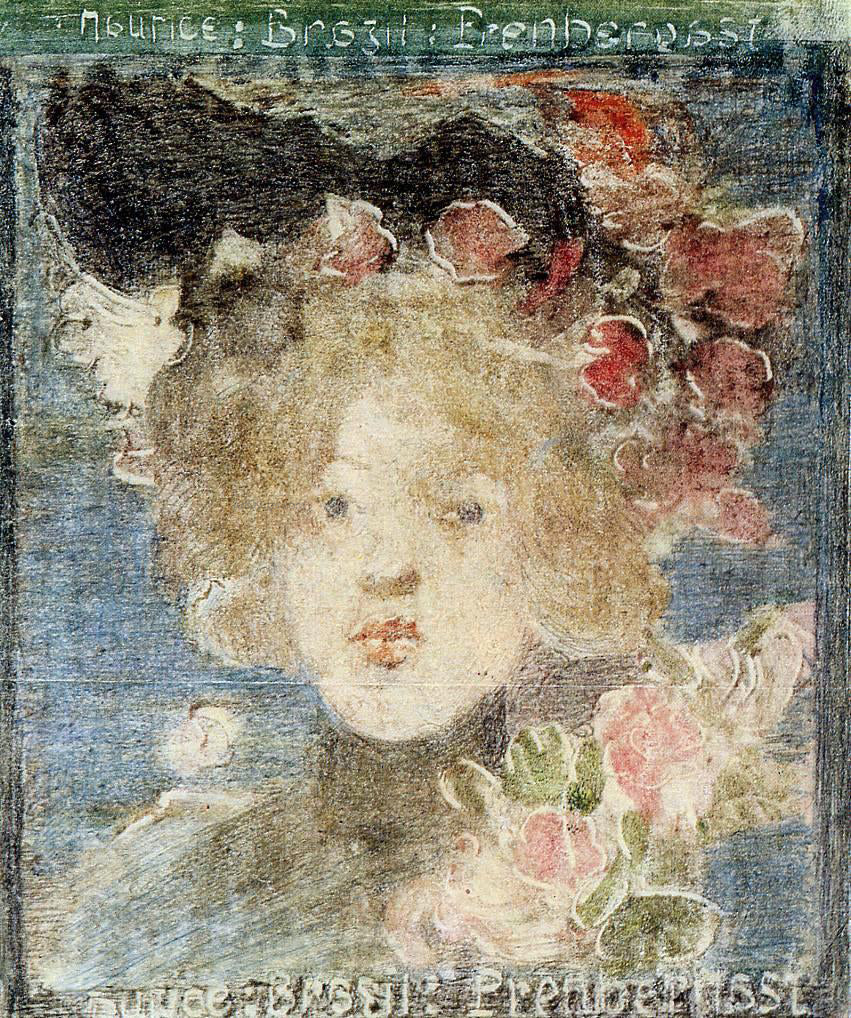 Maurice Prendergast Head of a Girl (with Roses) - Hand Painted Oil Painting