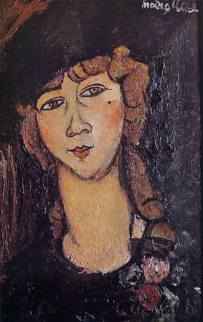 Amedeo Modigliani Head of a Woman in a Hat (also known as Lolotte) - Hand Painted Oil Painting