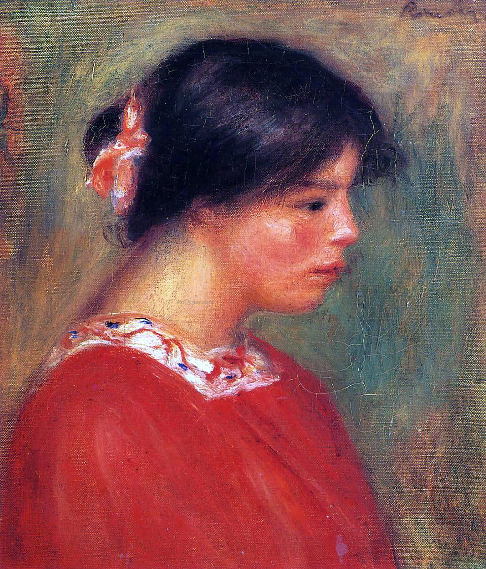  Pierre Auguste Renoir Head of a Woman in Red - Hand Painted Oil Painting