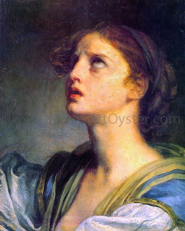 Jean Baptiste Greuze Head of a Young Girl - Hand Painted Oil Painting