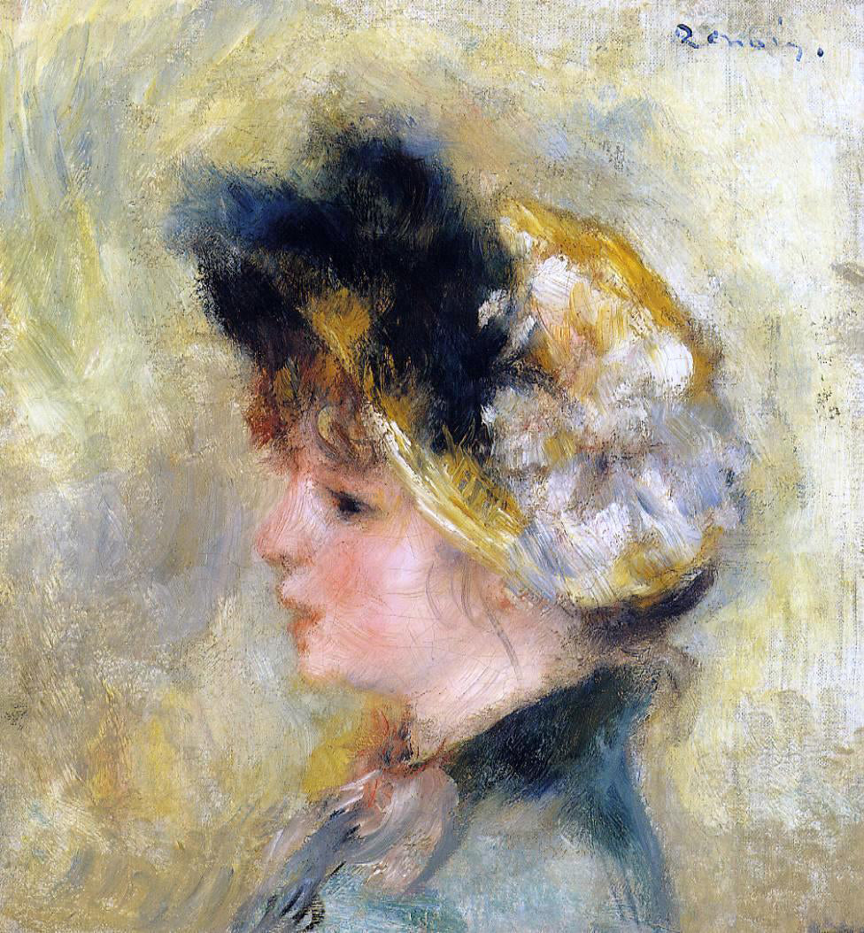 Pierre Auguste Renoir Head of a Young Girl - Hand Painted Oil Painting