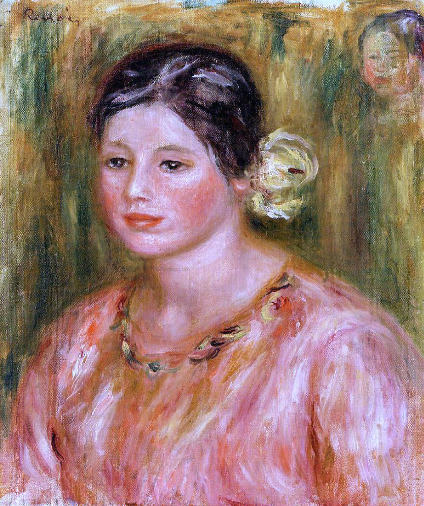 Pierre Auguste Renoir Head of a Young Girl in Red - Hand Painted Oil Painting