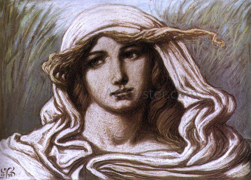 Elihu Vedder Head of a Young Woman - Hand Painted Oil Painting