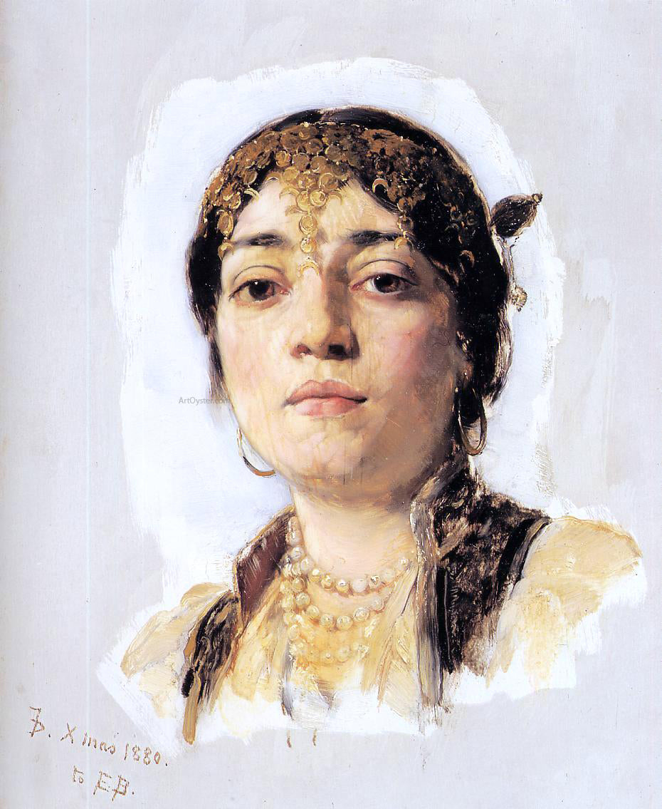 Frank Duveneck Head of an Oriental Woman - Hand Painted Oil Painting