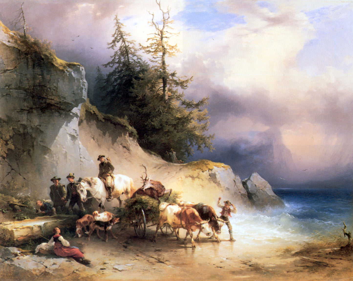 Friedrich Gauermann Heimkehr von der Jagd Am Attersee - Hand Painted Oil Painting