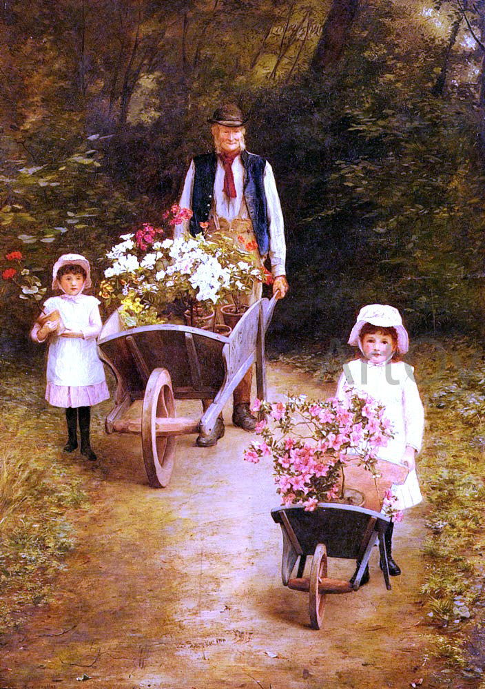  Mary Hayllar A Helping Gardener - Hand Painted Oil Painting