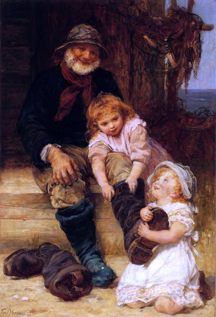 Frederick Morgan Helping Grandpa - Hand Painted Oil Painting