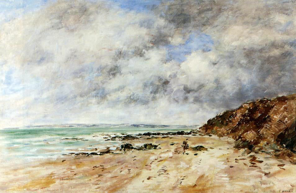 Eugene-Louis Boudin Hennequeville, near Trouville - Hand Painted Oil Painting