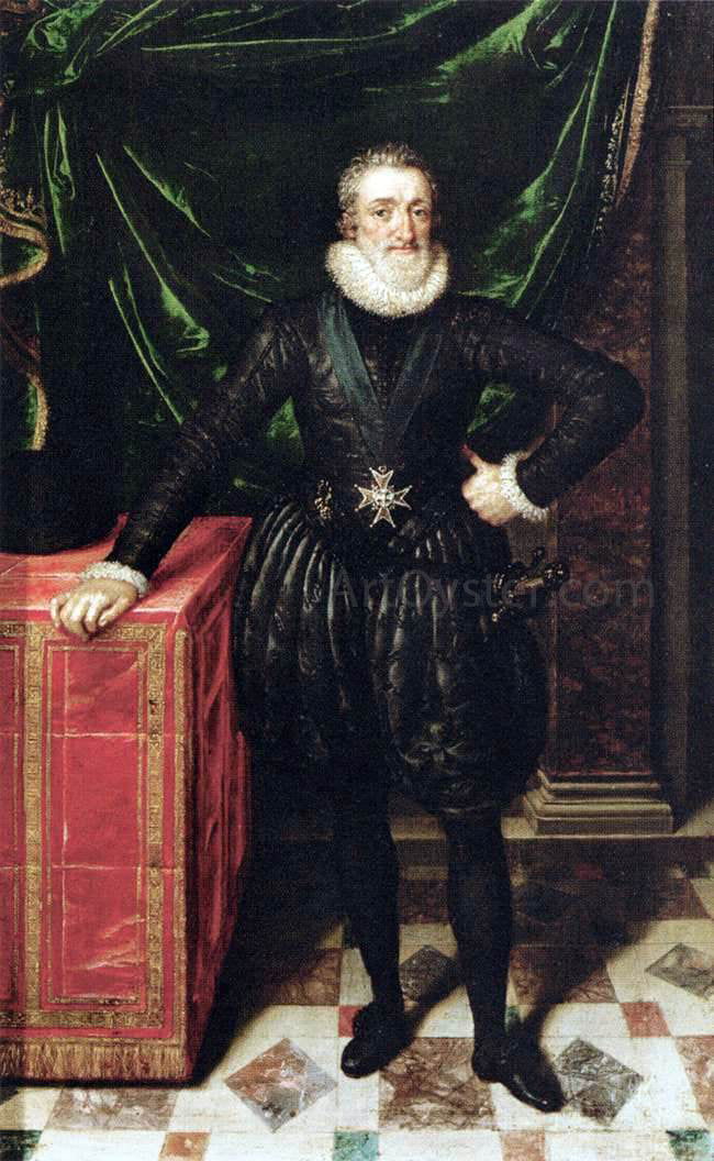 The Younger Frans Pourbus Henry IV, King of France in Black Dress - Hand Painted Oil Painting