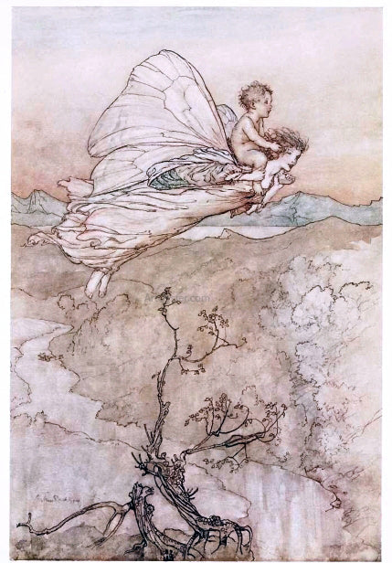 Arthur Rackham ...her fairy sent to bear him to my bower in fairy land (also known as her fairy sent) - Hand Painted Oil Painting