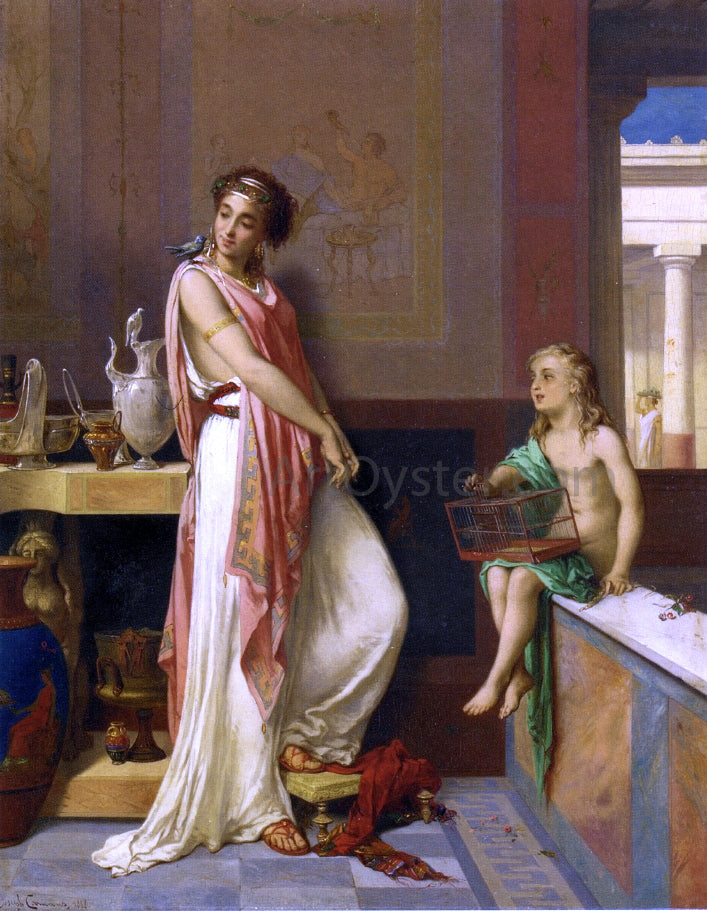 Pierre Joseph Coomans Her Favorite Pet - Hand Painted Oil Painting