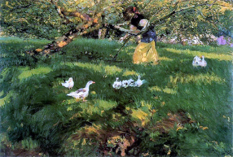 Joaquin Sorolla Y Bastida Herding Geese in the Asturias - Hand Painted Oil Painting