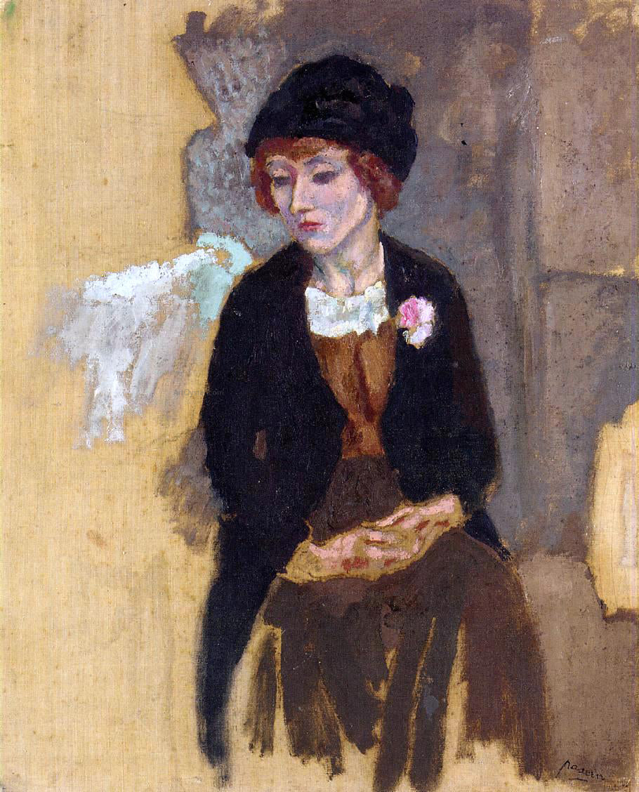 Jules Pascin Hermine in a Black Hat - Hand Painted Oil Painting