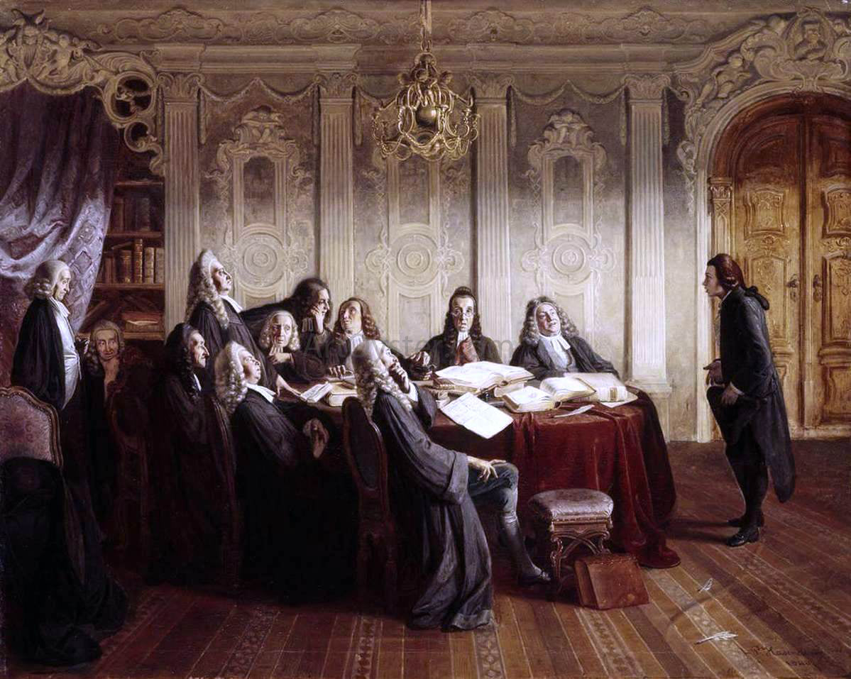 Johann Peter Hasenclever Hieronymus Jobs at His Exam - Hand Painted Oil Painting