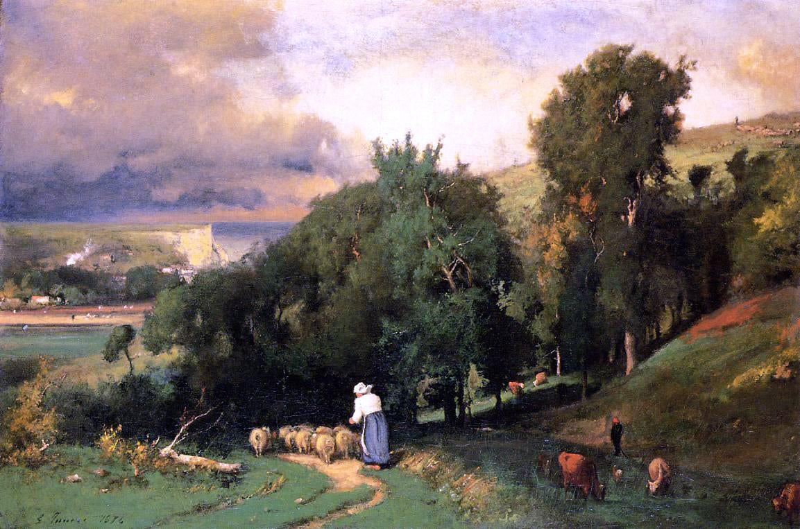 George Inness Hillside at Etretet - Hand Painted Oil Painting