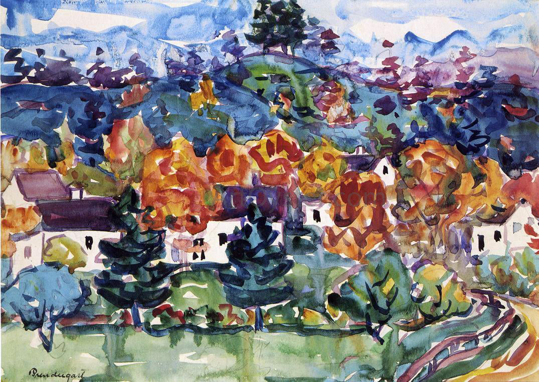 Maurice Prendergast Hillside Village - Hand Painted Oil Painting