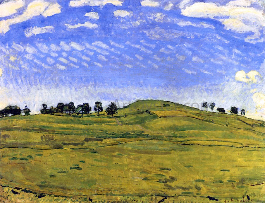 Ferdinand Hodler Hilly Landscape with Ravens, in the Bernese Oberland - Hand Painted Oil Painting