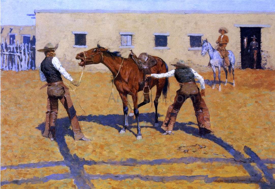 Frederic Remington His First Lesson - Hand Painted Oil Painting