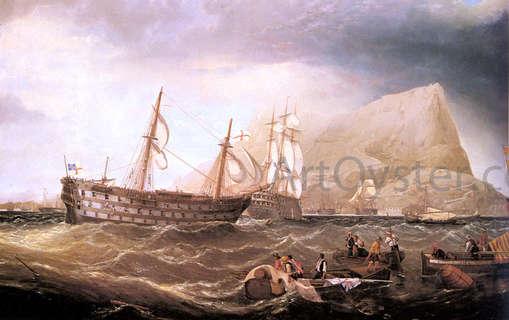 Charles Keith Miller HMS Victory Being Towed into Gibraltar by HMS Neptune After the Battle of Trafalgar - Hand Painted Oil Painting