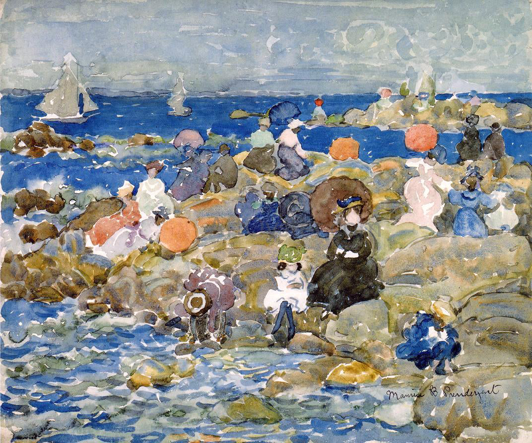 Maurice Prendergast A Holiday, Nahant - Hand Painted Oil Painting