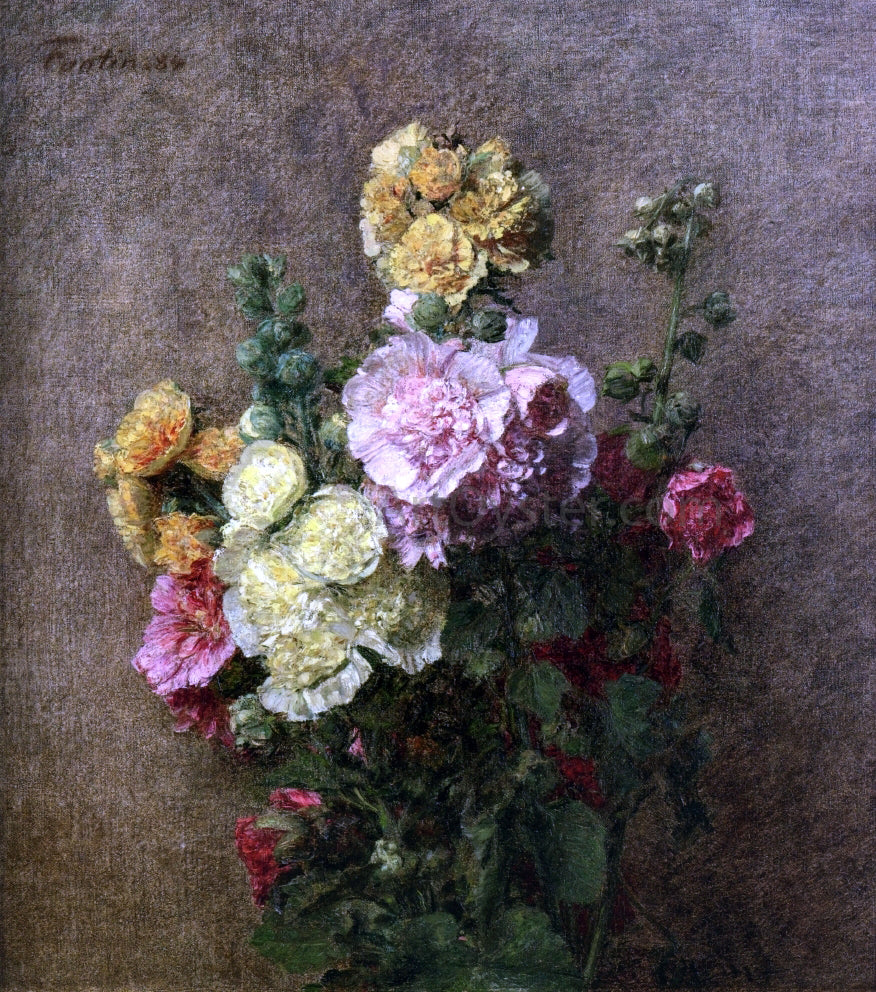 Henri Fantin-Latour Hollyhocks without Vase - Hand Painted Oil Painting