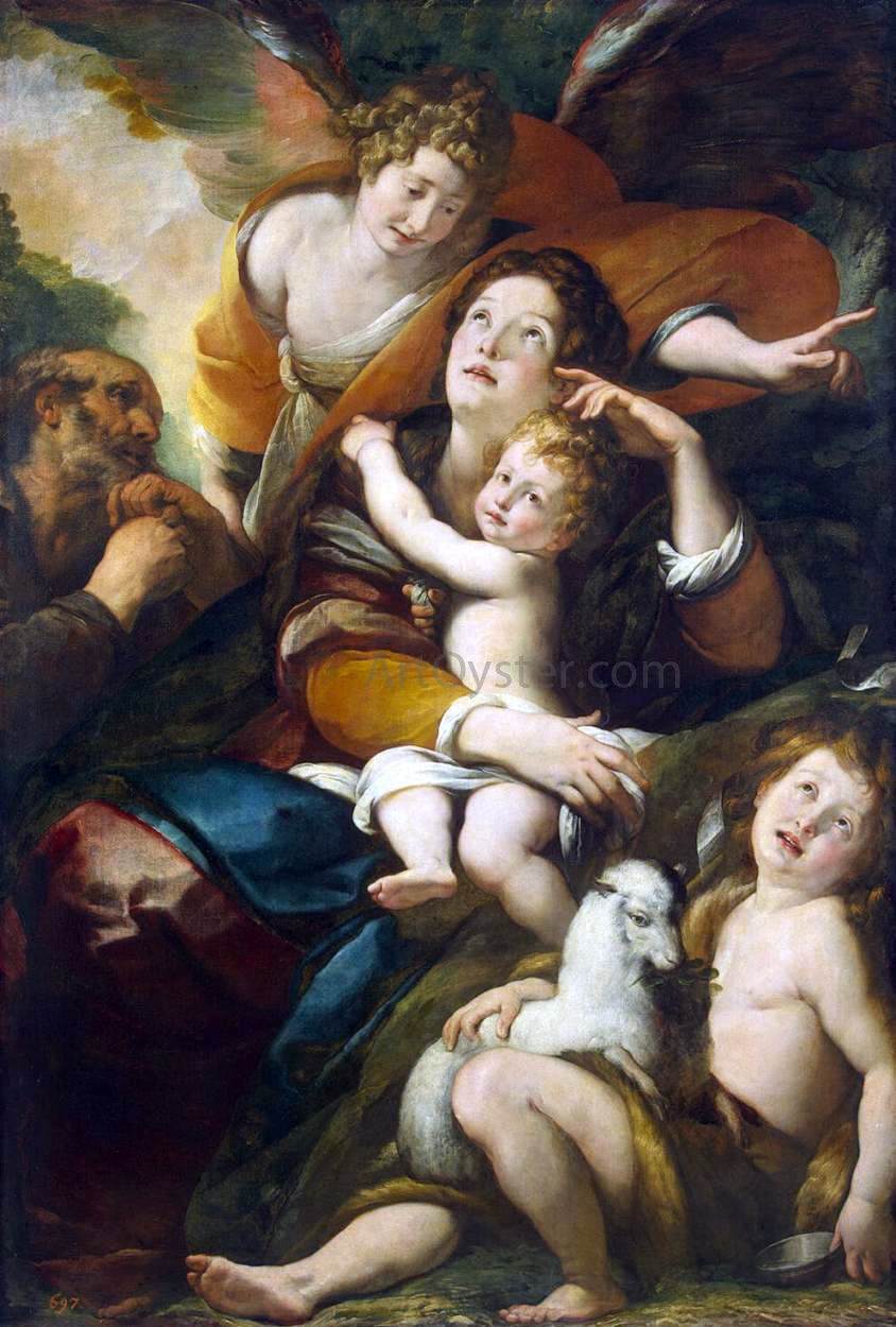 Giulio Cesare Procaccini Holy Family with John the Baptist and an Angel - Hand Painted Oil Painting