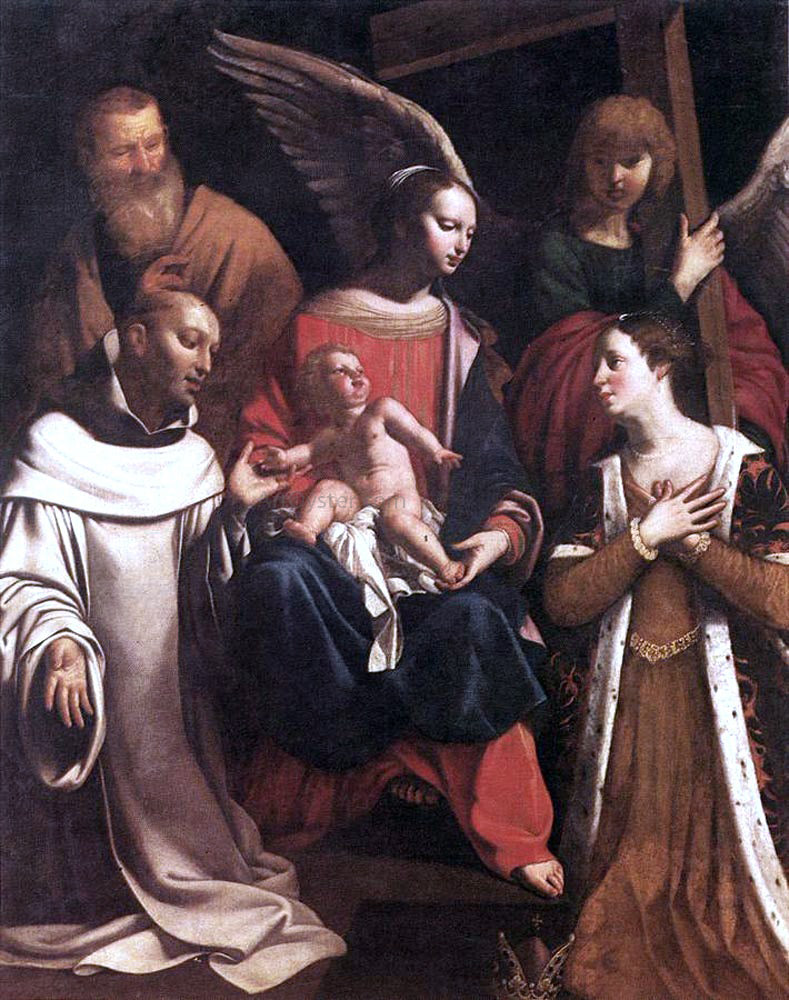  Guy Francois Holy Family with St Bruno and St Elisabeth - Hand Painted Oil Painting