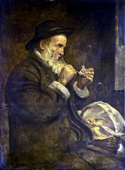  Luis Graner Hombre fumando en Pipa - Hand Painted Oil Painting