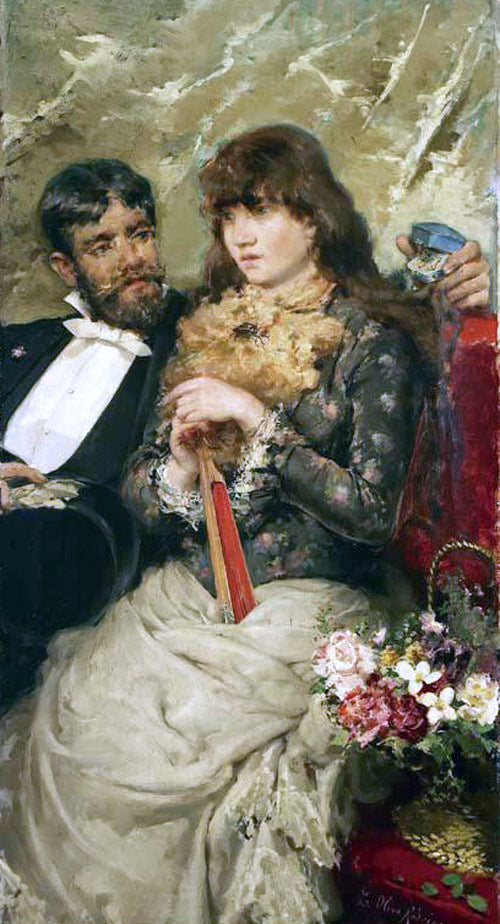 Eugenio Oliva Y Rodrigo Hombre y Mujer - Hand Painted Oil Painting